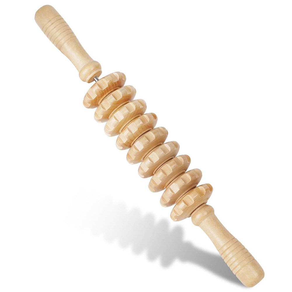 Reflexology Foot Roller - 1PC Wood 9-wheel Massage Massager Roller