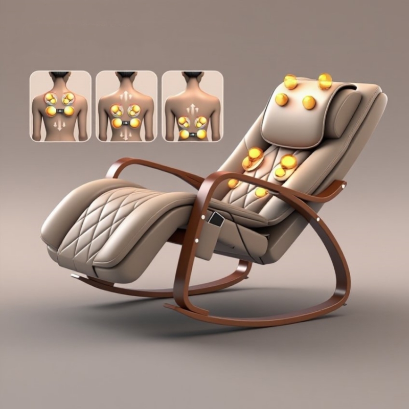 Neck Traction Pillow - Ergonomic Massage Rocker Recliner Chair Heat