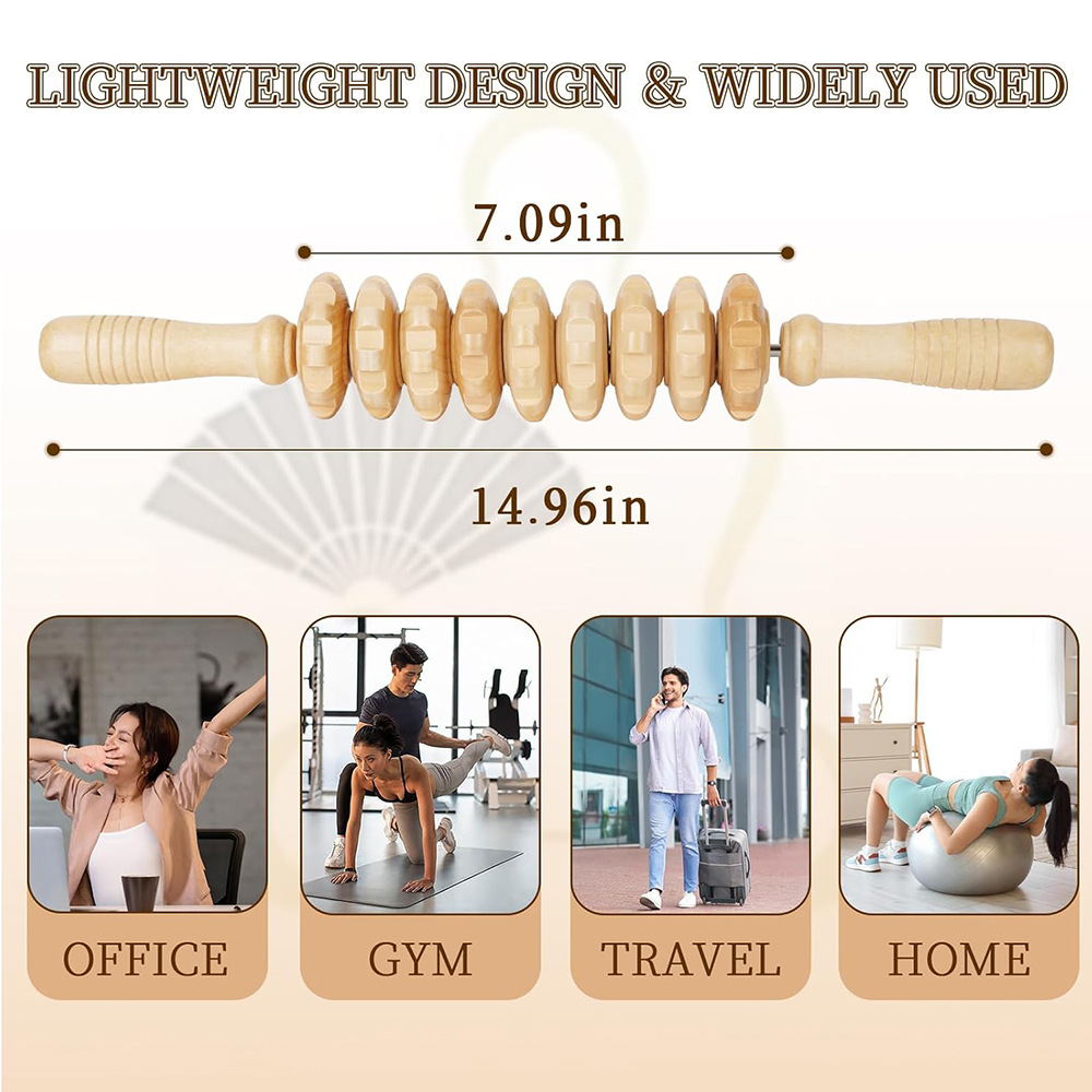 1PC Wood 9-wheel Massage Massa - Reflexology Foot Roller ulasan dan harga