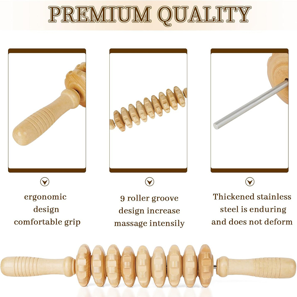 1PC Wood 9-wheel Massage Massa - Reflexology Foot Roller ulasan dan harga