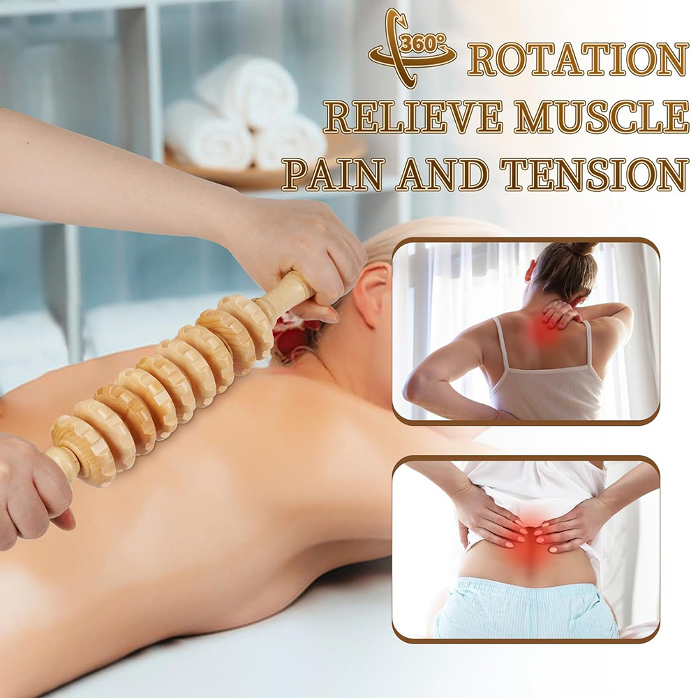 1PC Wood 9-wheel Massage Massa - Reflexology Foot Roller ulasan dan harga
