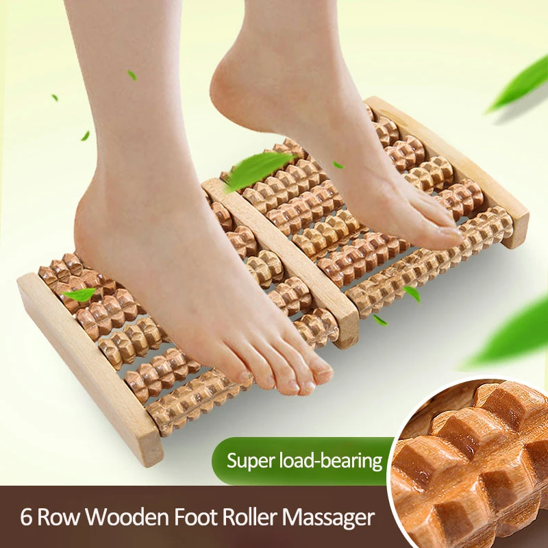 Wooden 6 Row Foot Massager Pai - Reflexology Foot Roller ulasan dan harga