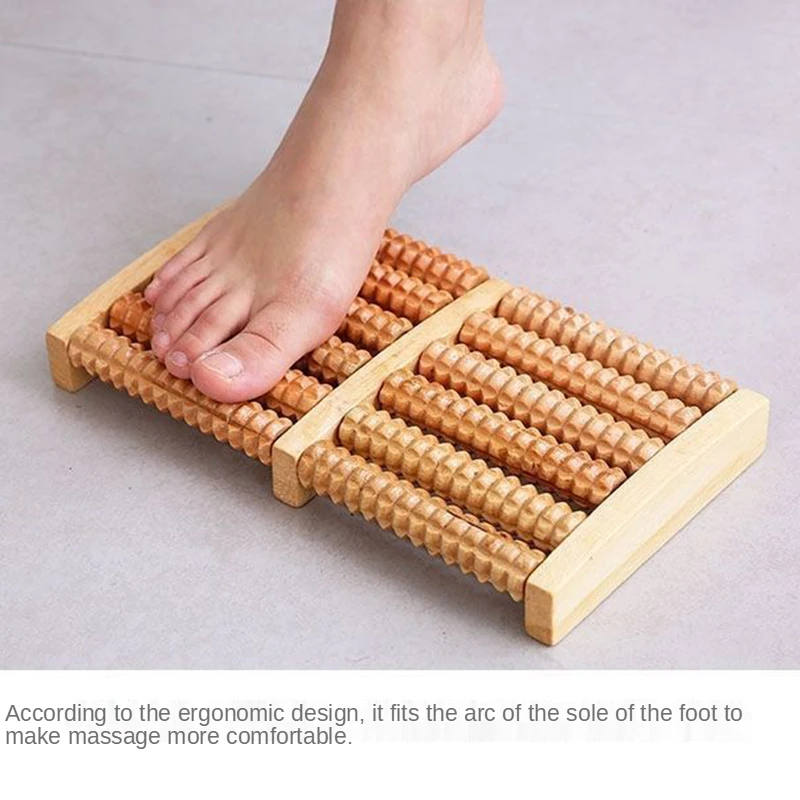 Wooden 6 Row Foot Massager Pai - Reflexology Foot Roller ulasan dan harga